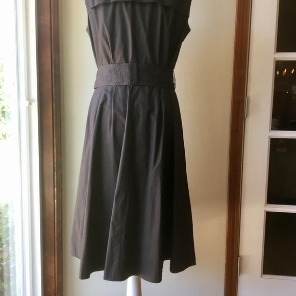 Zara Brown Midi Dress with Belt - Picture 5 of 10